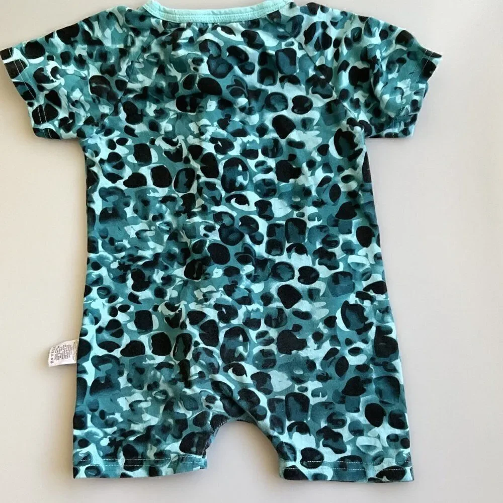 Kids Tales Camo Romper Shorts Double Zipper Pajamas